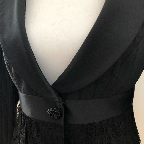 🆕 NANETTE LEPORE Black Lace Tuxedo Jacket Sz 6 - Picture 3 of 8